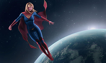 Supergirl Oversee The Earth, supergirl, superheroes, digital-art, artwork, deviantart HD wallpaper