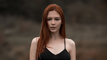 Anna Telysheva Redhead Black Dress , anna-telysheva, girls, model, redhead, black-dress HD wallpaper