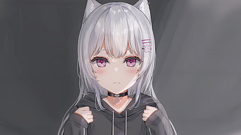Light Purple Eyes White Hair Anime Girl With Black Dress Anime Girl HD wallpaper