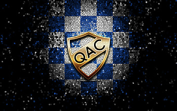 Quilmes Atletico Club, glitter logo, Primera Nacional, blue white checkered background, soccer, argentinian football club, Quilmes AC logo, mosaic art, football, Quilmes FC HD wallpaper