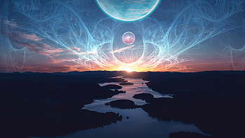 Adorable, magical sunset, river, landscape HD wallpaper