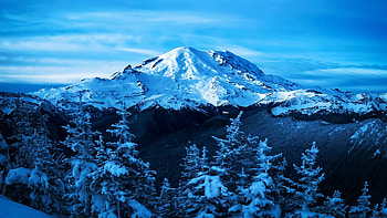 Mount Rainier, Crystal Mountain, Washington, sky, snow, winter, landscape, clouds, usa HD wallpaper