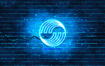 Airbus blue logo, , blue brickwall, Airbus logo, brands, Airbus neon logo, Airbus HD wallpaper