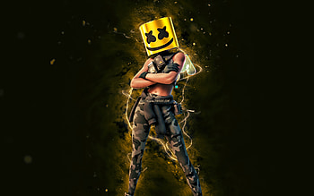 Toasted Marsha, , yellow neon lights, Fortnite Battle Royale, Fortnite characters, Toasted Marsha Skin, Fortnite, Toasted Marsha Fortnite HD wallpaper