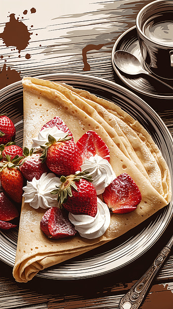 Sweet Crêpe Bliss: Your Delicious , strawberry, dessert, coffee, Whipped Cream HD phone wallpaper