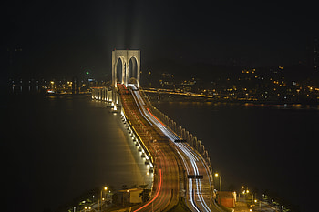 Night, Lights, Dark, Bridge HD wallpaper
