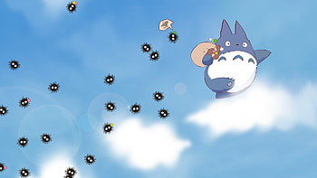 Preview my neighbor totoro, sky, clouds, susuwatari, spirited away HD wallpaper