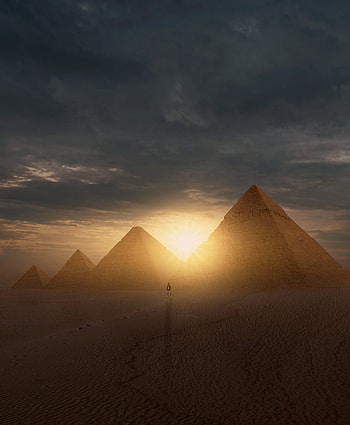 Sunset, Sun, Desert, Pyramids, Silhouette, Miscellanea, Miscellaneous HD phone wallpaper