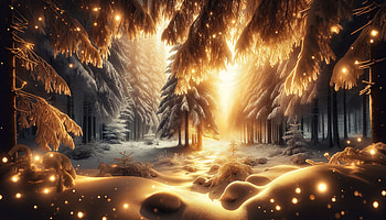 Enchanted Winter Forest, winter, snowy forest, forest, snow, sunlight HD wallpaper