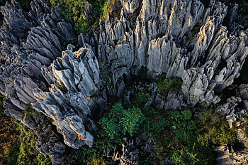 Stone forest, rocks, aerial view, nature HD wallpaper