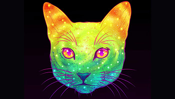 Galactic Cats: Psychedelic Illustrations Merge Cats And Space HD wallpaper