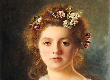 Flora, Gustave Jean Jacquet, painted portraits, Jacquet, art, beautiful, people, illustration, artwork, wide screen, painting, portrait HD wallpaper