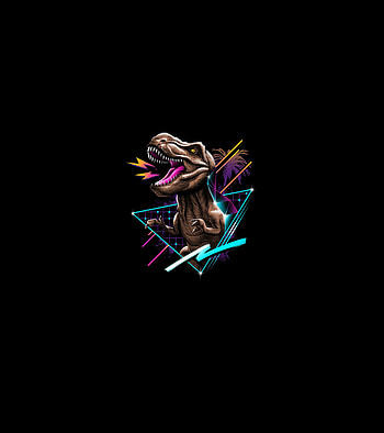 T-Rex, retro art, Dinosaur, minimal HD phone wallpaper