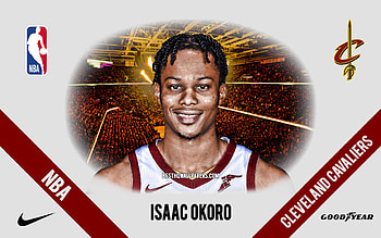 Isaac Okoro, Cleveland Cavaliers, American Basketball Player, NBA, portrait, USA, basketball, Rocket Mortgage FieldHouse, Cleveland Cavaliers logo HD wallpaper