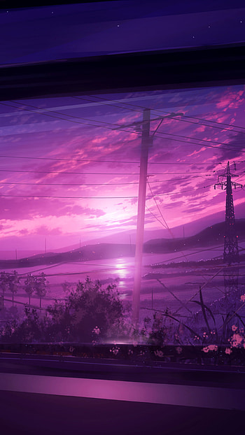 landscape, scenery, Anime, anime landscape, anime sunset HD phone wallpaper
