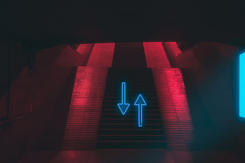 Dark, Neon, Ladder, Stairs, Pointer, Arrows HD wallpaper