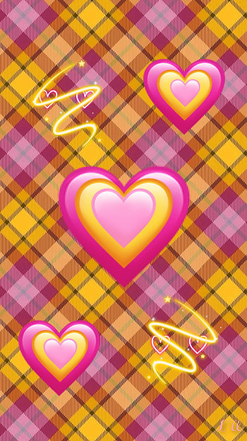 Plaid hearts, pink, neon, yellow HD phone wallpaper