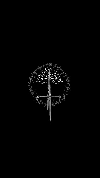 Narsil Sword, White Tree symbolism, Ramoled background, Iconic weapon HD phone wallpaper