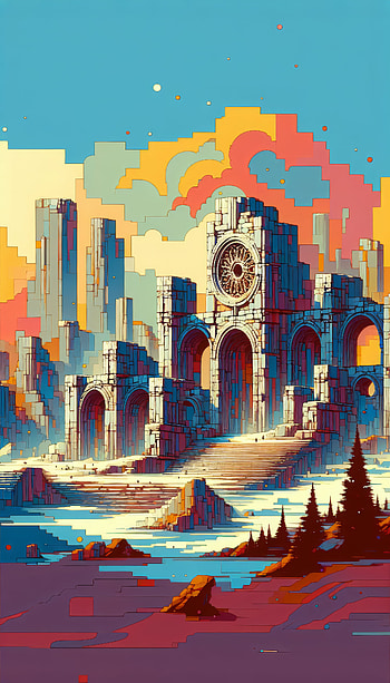 Mystic Ruins Fantasy Art, ruin, landscape, Digital Art HD phone wallpaper
