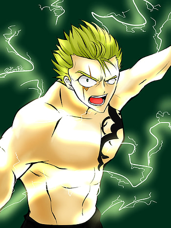 Laxus Dreyar, Fairy Tail series, Thunder Dragon, Striking anime artwork HD phone wallpaper