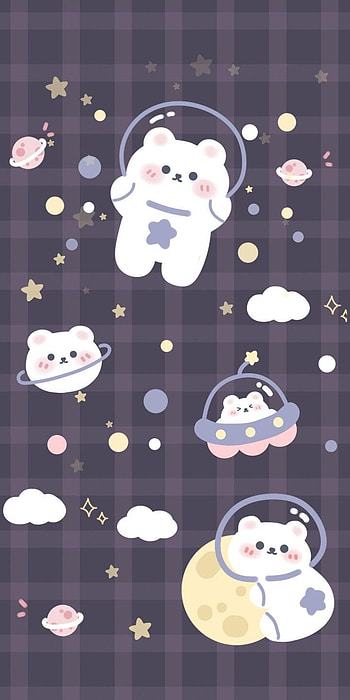 space, bear, cute HD phone wallpaper