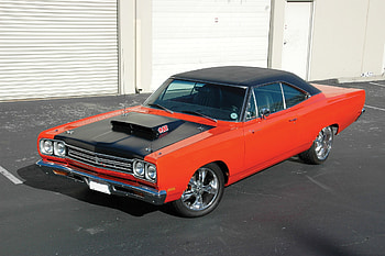 1969 Plymouth Road Runner, black roof, classic, orange, mopar HD wallpaper