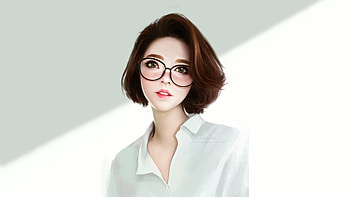 Anime Girl Green Eyes Glasses , anime-girl, anime, artist, artwork, digital-art, deviantart HD wallpaper