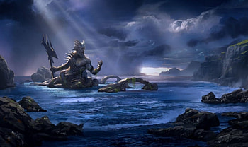 POSEIDON, ROCKS, SKY, CLOUDS, OCEAN, BEACH, WAVES, STORMY HD wallpaper