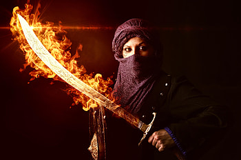 Warrior Women With Burning Sword , warrior, women, sword HD wallpaper