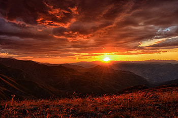 Sunset Landscape Mountains Clouds , sunset, landscape, mountains, clouds, nature HD wallpaper