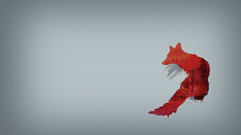 Abstract Foxes Grey Background Minimalistic Red Simple ... HD wallpaper