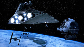 Star Wars Return Jedi Death Star and Spaceship HD wallpaper