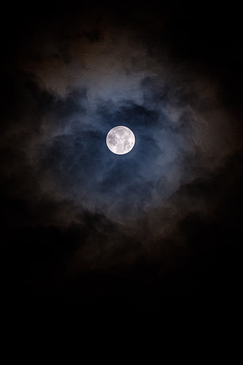 Moon, Night, Clouds, Dark, Moonlight HD phone wallpaper