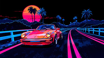 Red Porsche 911 Highway To Paradise, red, porsche-911, highway, sunset, synthwave, artist, artwork, art, digital-art, ai, deviantart HD wallpaper