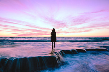 Girl Beach Standing Shore, beach, shore, nature HD wallpaper