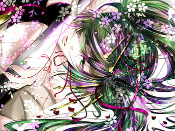 miku hatsune, blue eyes, beatiful, green hair, flowers, vocaloid HD wallpaper