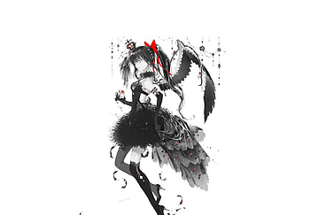 Anime, black and white, Homura Akemi HD wallpaper