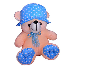 Blue hat bear, blue, toys, soft, cute, stuffies, teddies, hat HD wallpaper