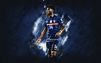 Aurelien Tchouameni, France National Football Team, French Footballer, Midfielder, Portrait, Blue Stone Background, France, Football HD wallpaper