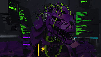 Chiptos Zilla Godzilla Robot Hacker with Terminal Screen - Purple NFT, robot HD wallpaper