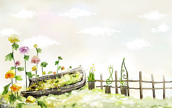 Flower Garden, garden, flowers, spring, fence HD wallpaper