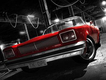 Red car, classic, white, black, red HD wallpaper