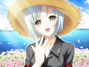 Ah! its that so , sea, arai, straw, tropical, garden, koutaro, cute, girl, ruka, 3d, cg, scenic, flowers, kiss, hat HD wallpaper