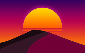 abstract sunset, mountains, abstract landscapes, creative, purple backgrounds, sunset, abstract mountains HD wallpaper