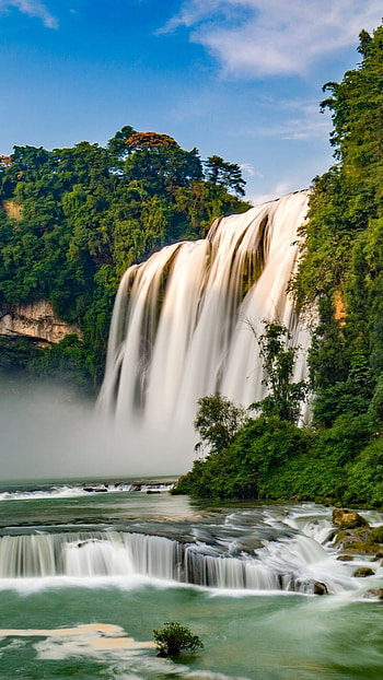 Stream water current, Crystal-clear cascade, Nature's masterpiece HD phone wallpaper