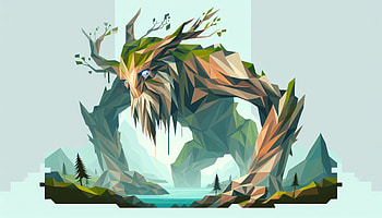 Mystical Treant - Enchanted Forest Guardian Background, treant, fantasy, nature, Artwork, polygonal HD wallpaper