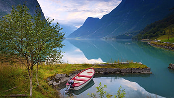 Norwegian Fjords, Amazing lake mountains, Serene nature, Beautiful HD wallpaper