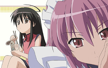 shana and her maid, black, maid, anime, shana, cute, flame, haze HD wallpaper