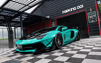 Lamborghini Aventador, supercar, LB Works, Liberty Walk, turquoise Aventador, italian sports cars, Aventador tuning, Lamborghini HD wallpaper
