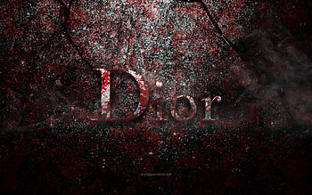 Dior logo, grunge art, Dior stone logo, red stone texture, Dior, grunge stone texture, Dior emblem, Dior 3d logo HD wallpaper